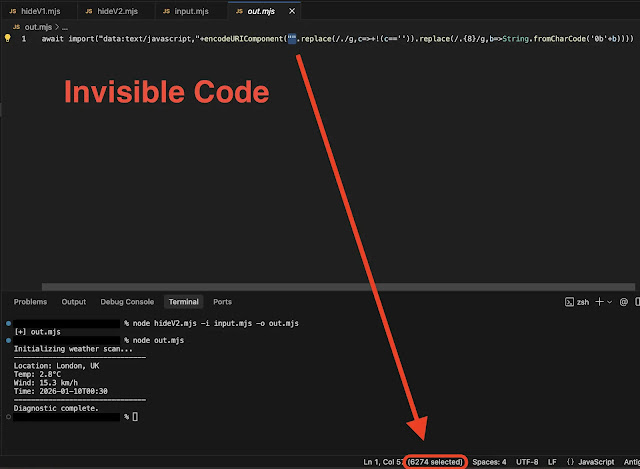 Το InvisibleJS αναδύεται ως μυστικός επισκιαστής JavaScript με χρήση χαρακτήρων μηδενικού πλάτους Το InvisibleJS αναδύεται ως μυστικός επισκιαστής JavaScript με χρήση χαρακτήρων μηδενικού πλάτους